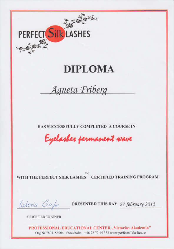 Diplom Ögonfransböjning